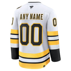 Boston Bruins Fanatics Away Premium Custom Jersey - White - NHL