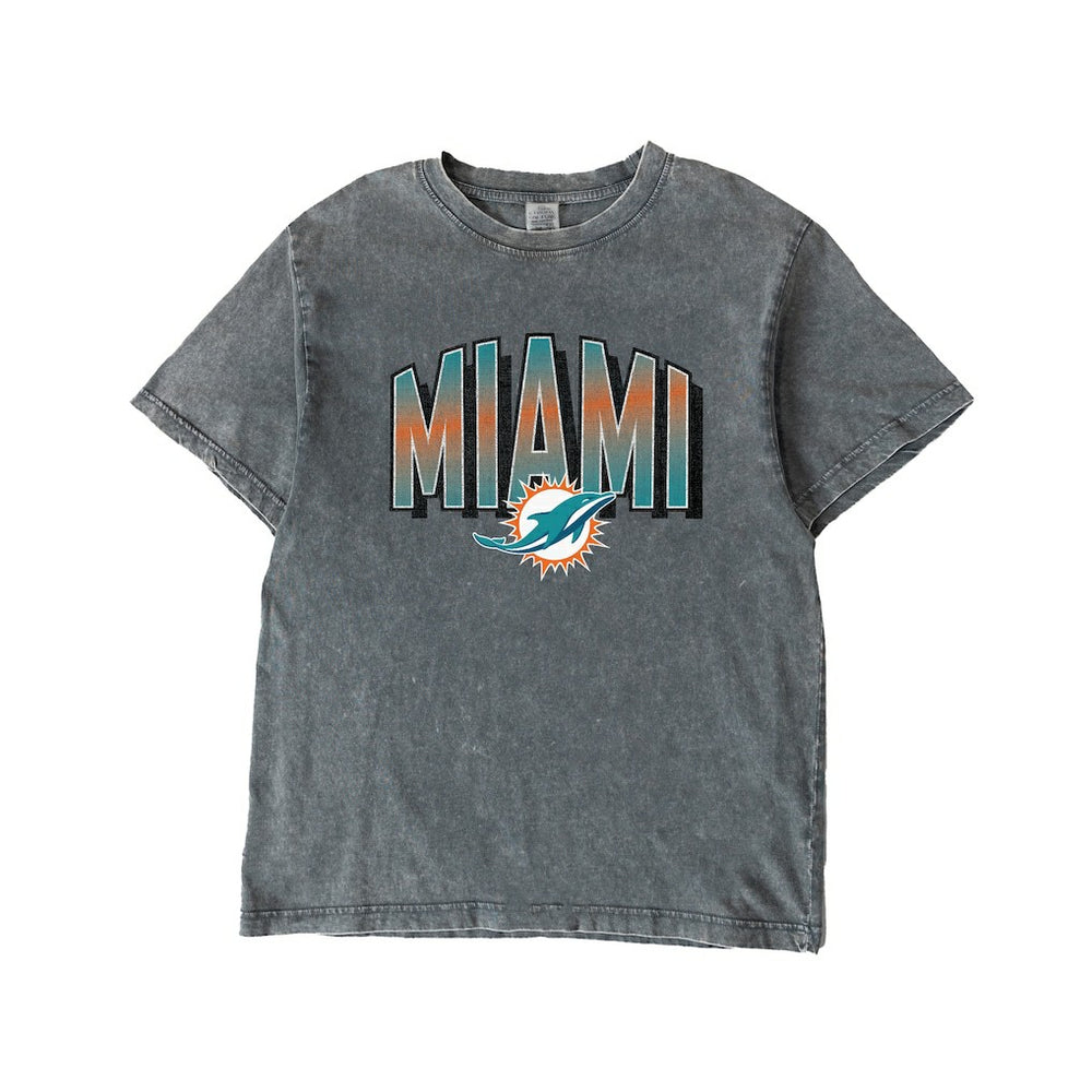 Miami Dolphins Gameday Couture Women's Peak Performance Oversized Snow Wash T-Shirt Gray | NFL
