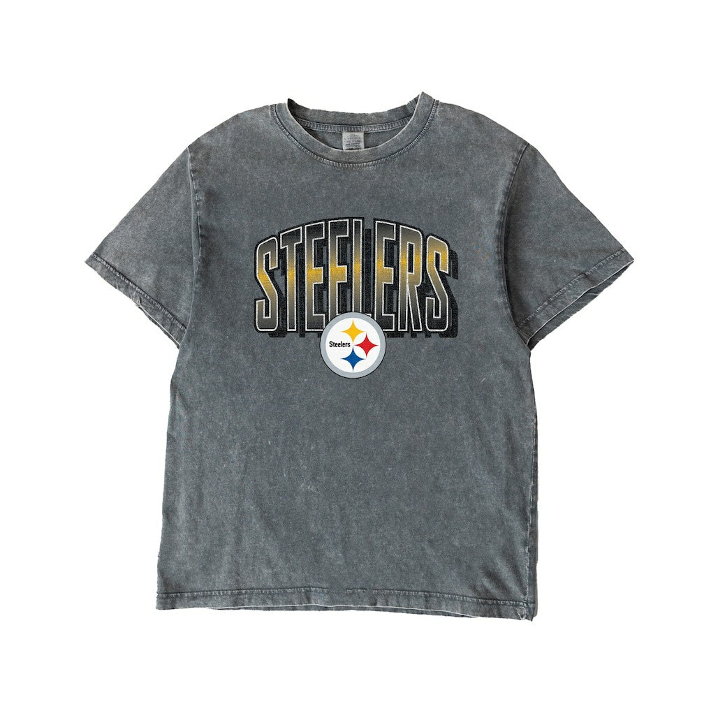 Pittsburgh Steelers Gameday Couture Women's Peak Performance Oversized Snow Wash T-Shirt Gray | NFL
