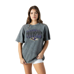 Baltimore Ravens Gameday Couture Women's Peak Performance Oversized Snow Wash T-Shirt Gray | NFL