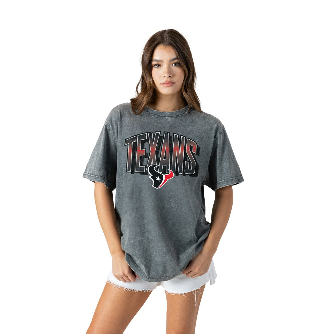 Houston Texans Gameday Couture Women's Peak Performance Oversized Snow Wash T-Shirt Gray | NFL
