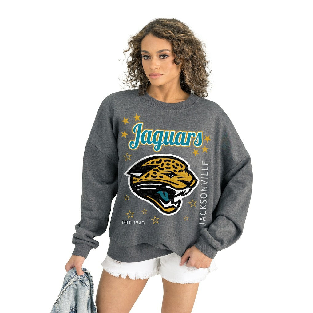 Jacksonville Jaguars Gameday Couture Women's Ready to Rumble Premium Fleece Pullover Sweatshirt Gray | NFL
