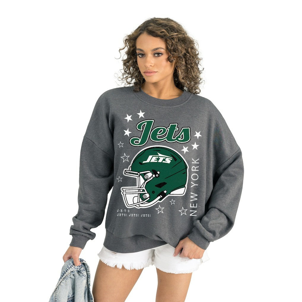New York Jets Gameday Couture Women's Ready to Rumble Premium Fleece Pullover Sweatshirt Gray | NFL
