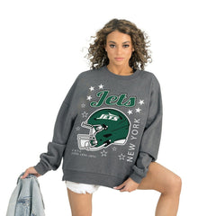 New York Jets Gameday Couture Women's Ready to Rumble Premium Fleece Pullover Sweatshirt Gray | NFL