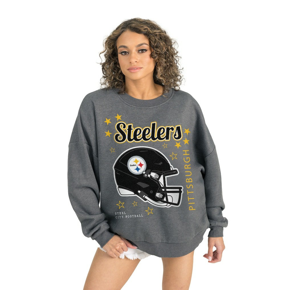 Pittsburgh Steelers Gameday Couture Women's Ready to Rumble Premium Fleece Pullover Sweatshirt Gray | NFL