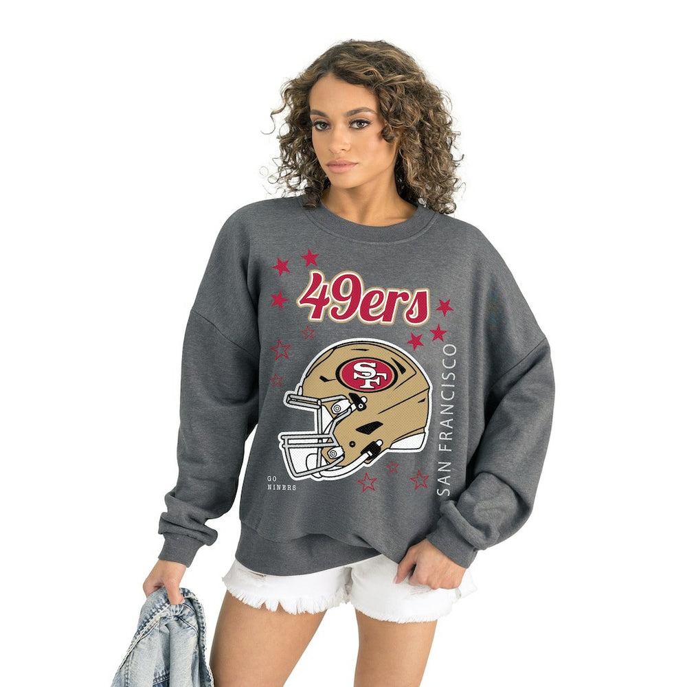 San Francisco 49ers Gameday Couture Women's Ready to Rumble Premium Fleece Pullover Sweatshirt Gray | NFL