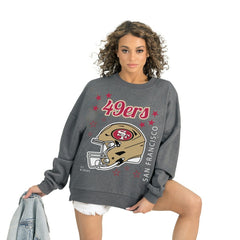 San Francisco 49ers Gameday Couture Women's Ready to Rumble Premium Fleece Pullover Sweatshirt Gray | NFL