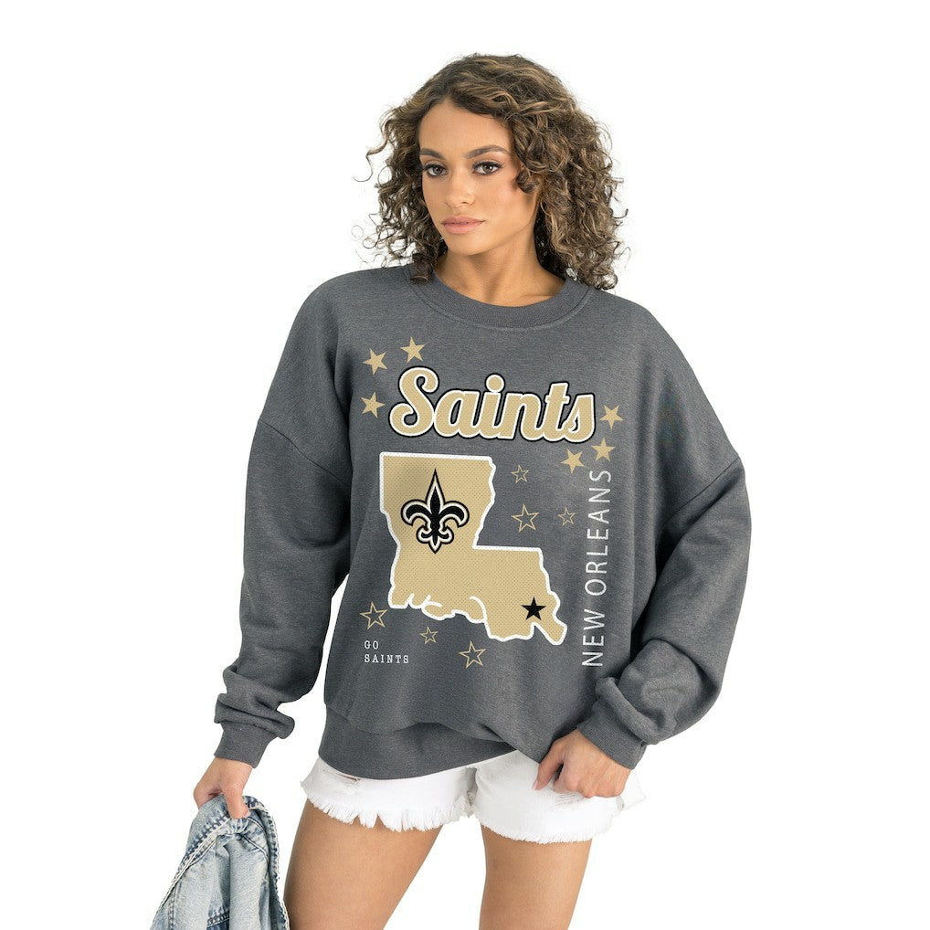 New Orleans Saints Gameday Couture Women's Ready to Rumble Premium Fleece Pullover Sweatshirt Gray | NFL