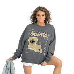 New Orleans Saints Gameday Couture Women's Ready to Rumble Premium Fleece Pullover Sweatshirt Gray | NFL