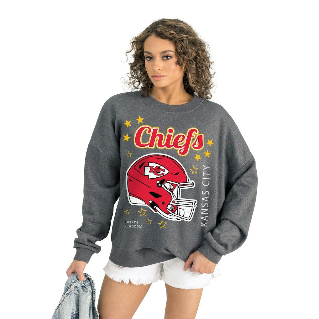 Kansas City Chiefs Gameday Couture Women's Ready to Rumble Premium Fleece Pullover Sweatshirt Gray | NFL