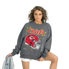 Kansas City Chiefs Gameday Couture Women's Ready to Rumble Premium Fleece Pullover Sweatshirt Gray | NFL