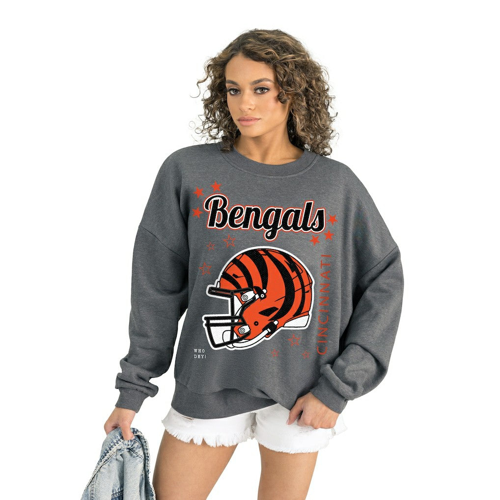 Cincinnati Bengals Gameday Couture Women's Ready to Rumble Premium Fleece Pullover Sweatshirt Gray | NFL