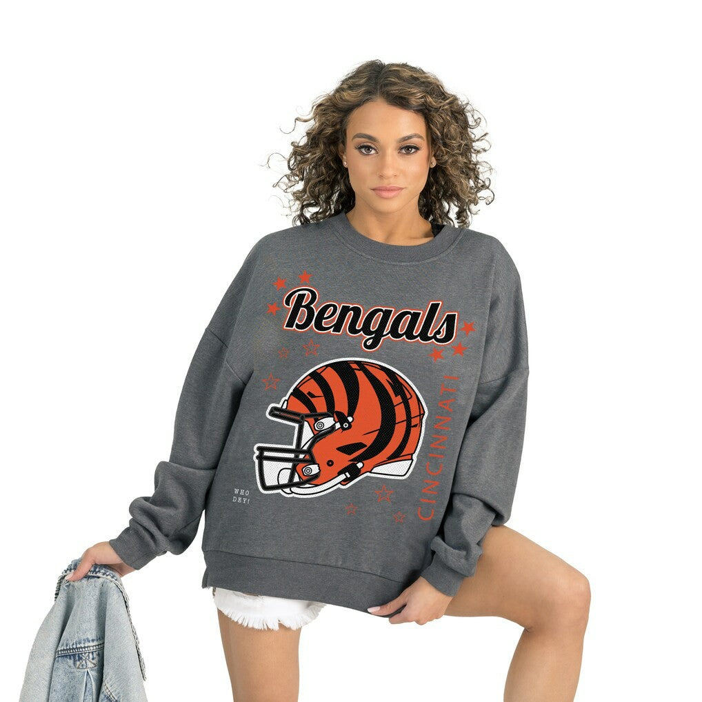 Cincinnati Bengals Gameday Couture Women's Ready to Rumble Premium Fleece Pullover Sweatshirt Gray | NFL