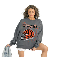 Cincinnati Bengals Gameday Couture Women's Ready to Rumble Premium Fleece Pullover Sweatshirt Gray | NFL