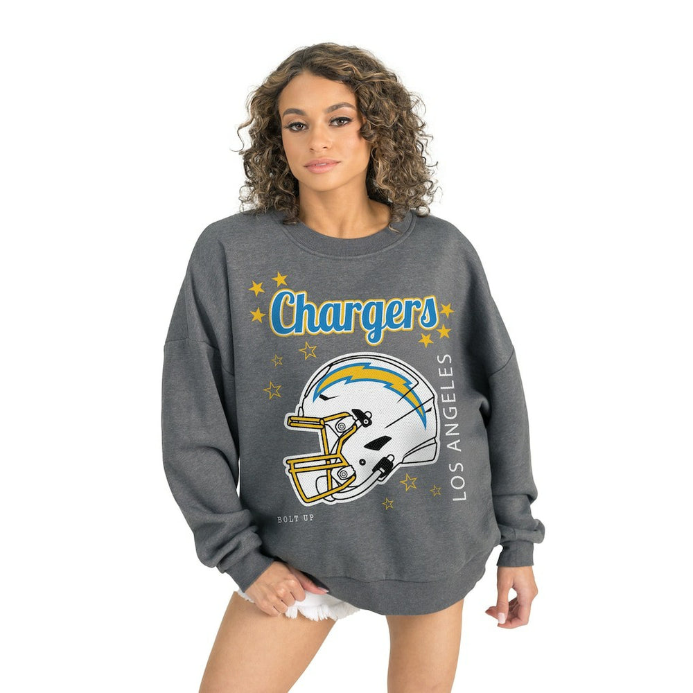 Los Angeles Chargers Gameday Couture Women's Ready to Rumble Premium Fleece Pullover Sweatshirt Gray | NFL