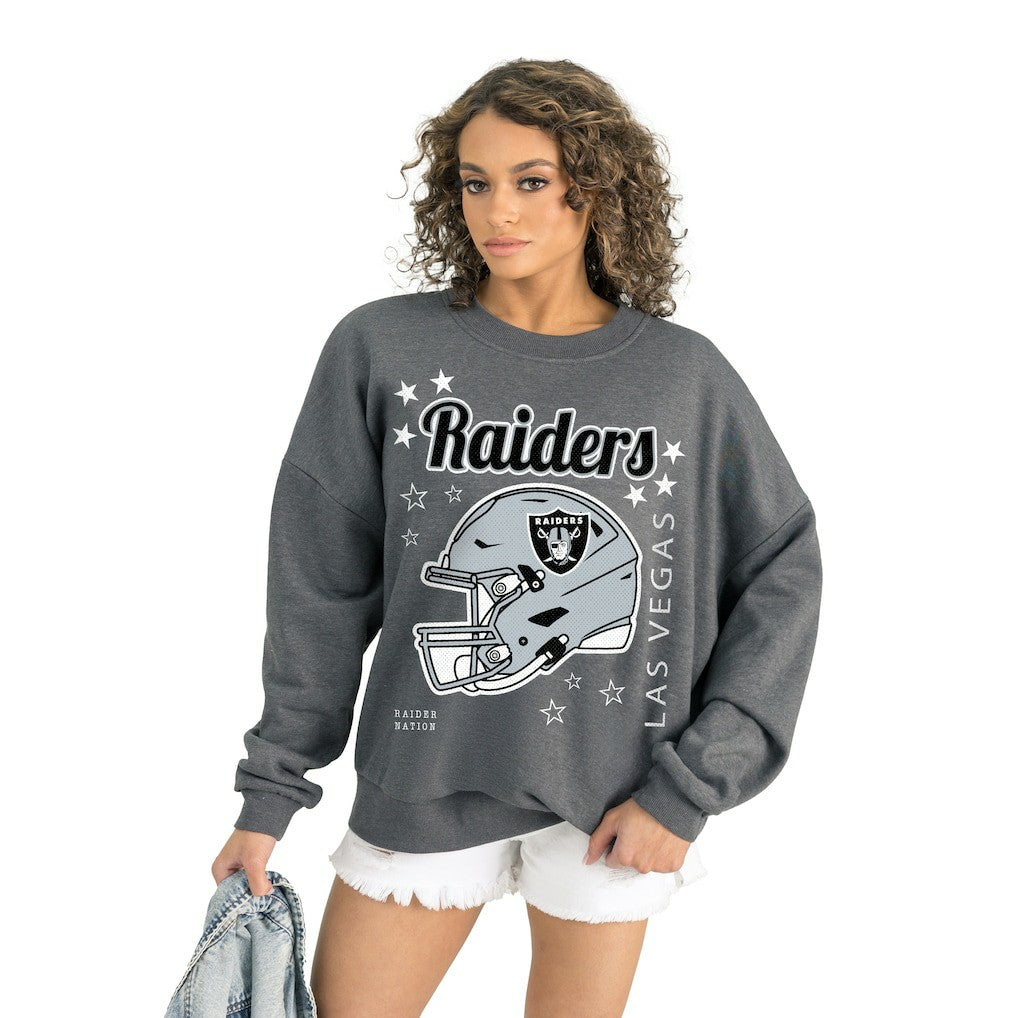 Las Vegas Raiders Gameday Couture Women's Ready to Rumble Premium Fleece Pullover Sweatshirt Gray | NFL