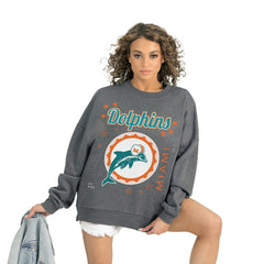 Miami Dolphins Gameday Couture Women's Ready to Rumble Premium Fleece Pullover Sweatshirt Gray | NFL