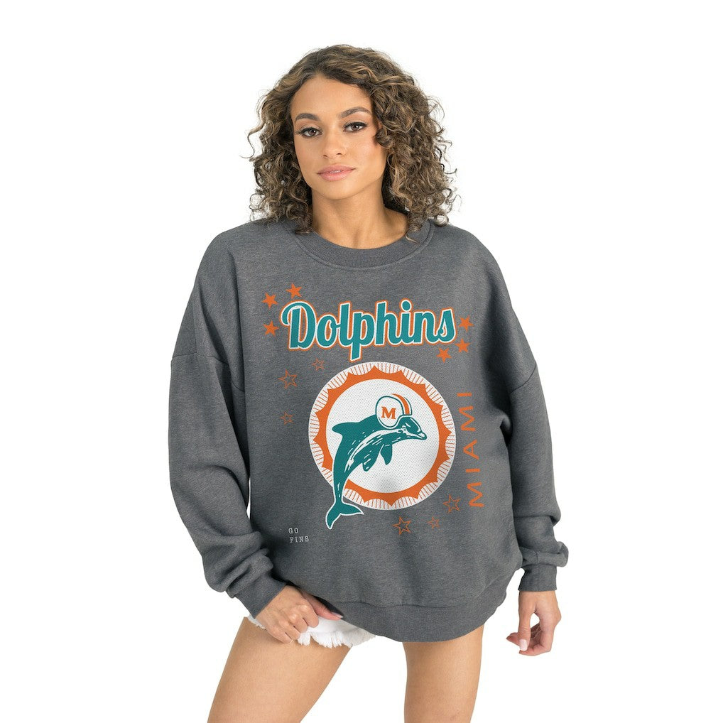 Miami Dolphins Gameday Couture Women's Ready to Rumble Premium Fleece Pullover Sweatshirt Gray | NFL