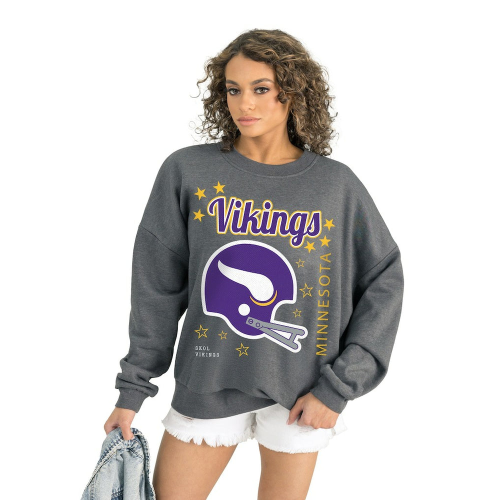 Minnesota Vikings Gameday Couture Women's Ready to Rumble Premium Fleece Pullover Sweatshirt Gray | NFL