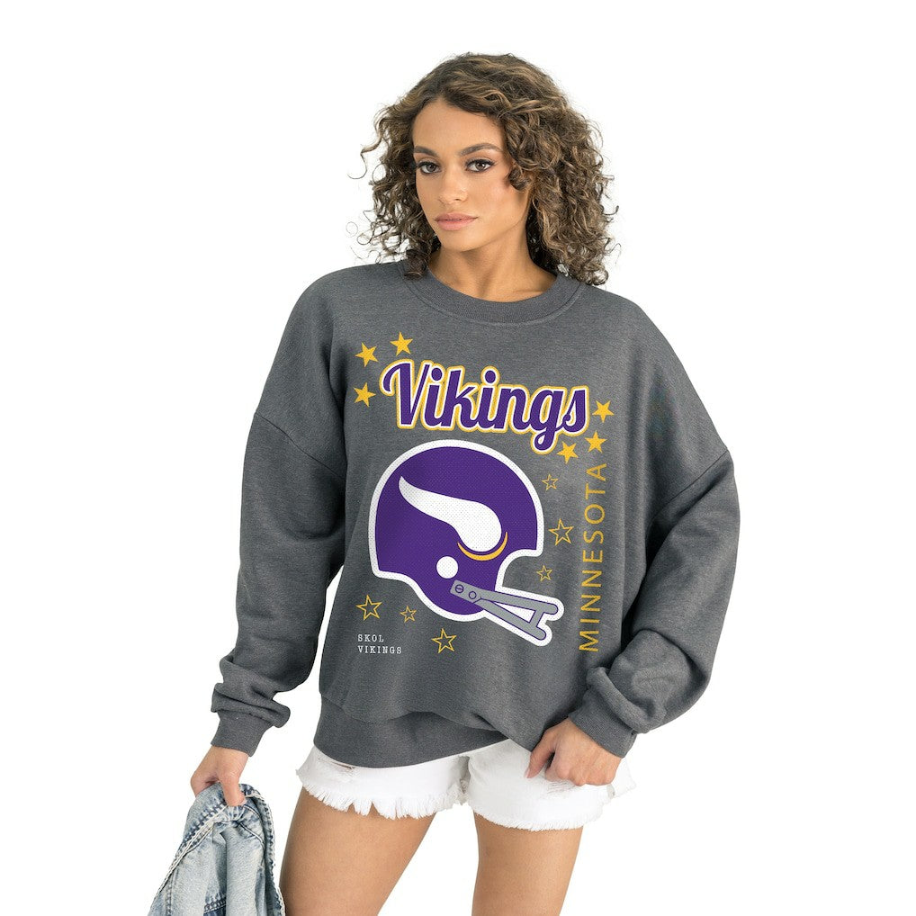 Minnesota Vikings Gameday Couture Women's Ready to Rumble Premium Fleece Pullover Sweatshirt Gray | NFL