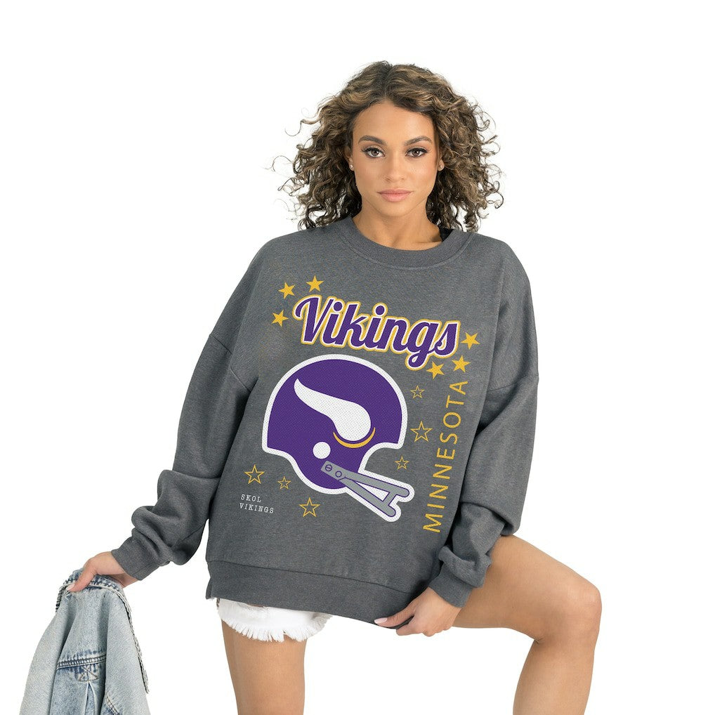 Minnesota Vikings Gameday Couture Women's Ready to Rumble Premium Fleece Pullover Sweatshirt Gray | NFL
