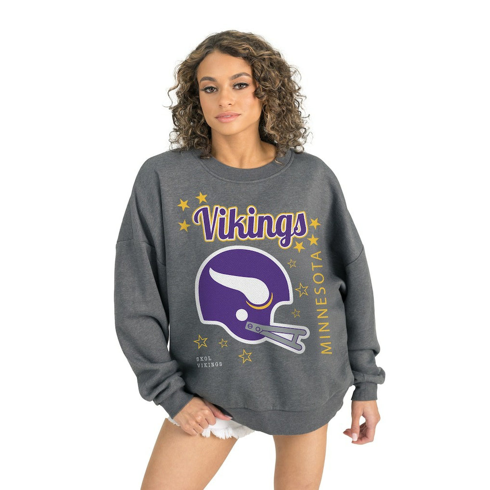 Minnesota Vikings Gameday Couture Women's Ready to Rumble Premium Fleece Pullover Sweatshirt Gray | NFL