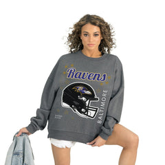 Baltimore Ravens Gameday Couture Women's Ready to Rumble Premium Fleece Pullover Sweatshirt Gray | NFL