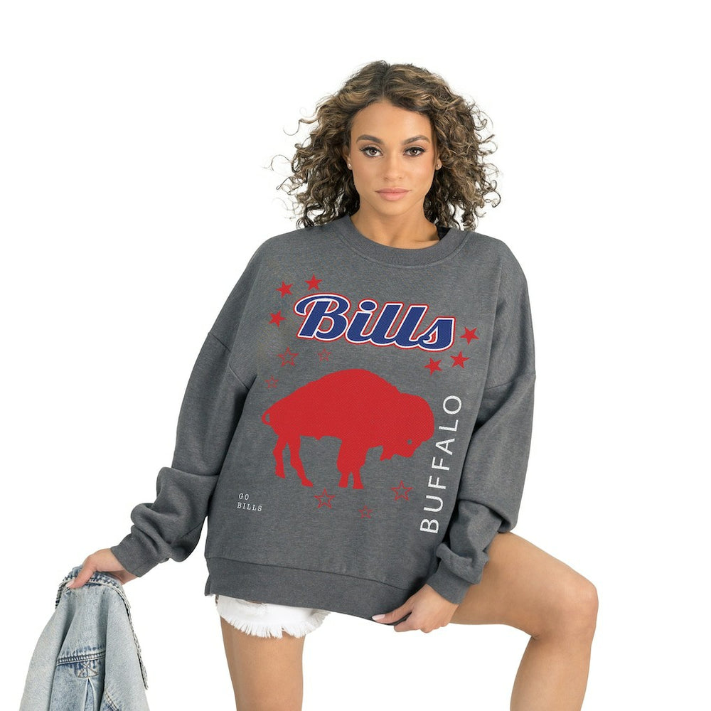 Buffalo Bills Gameday Couture Women's Ready to Rumble Premium Fleece Pullover Sweatshirt Gray | NFL