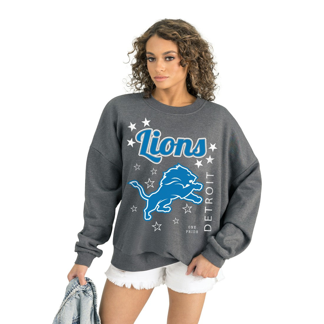 Detroit Lions Gameday Couture Women's Ready to Rumble Premium Fleece Pullover Sweatshirt Gray | NFL