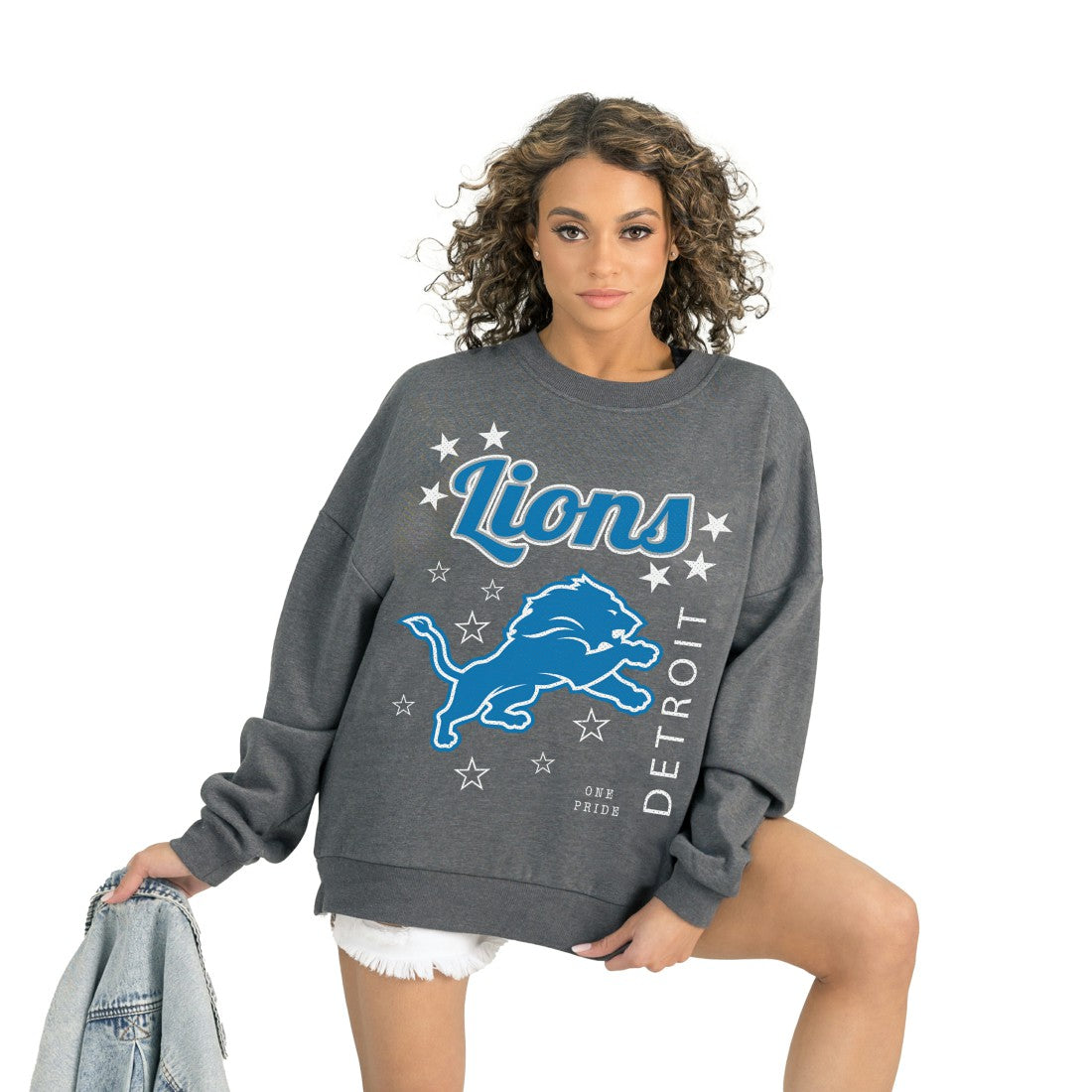 Detroit Lions Gameday Couture Women's Ready to Rumble Premium Fleece Pullover Sweatshirt Gray | NFL