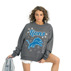 Detroit Lions Gameday Couture Women's Ready to Rumble Premium Fleece Pullover Sweatshirt Gray | NFL