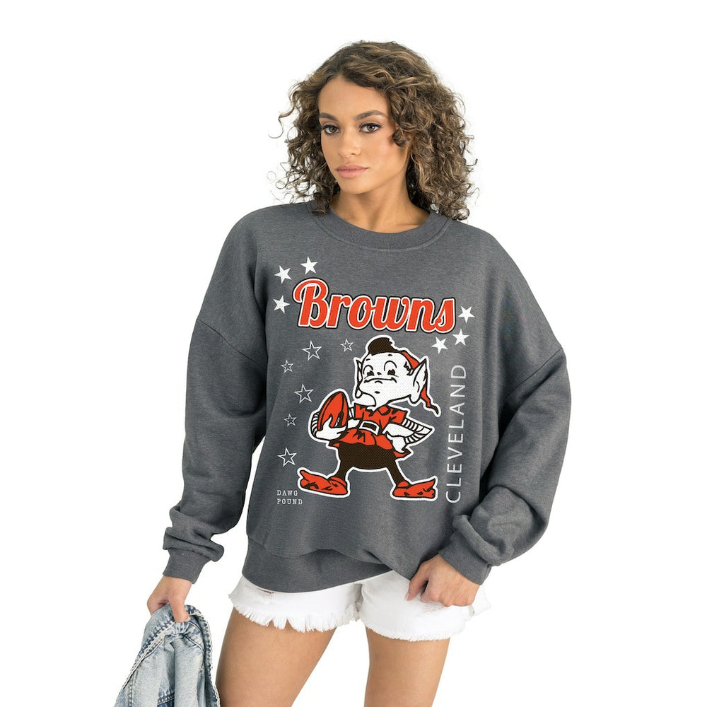 Cleveland Browns Gameday Couture Women's Ready to Rumble Premium Fleece Pullover Sweatshirt Gray | NFL