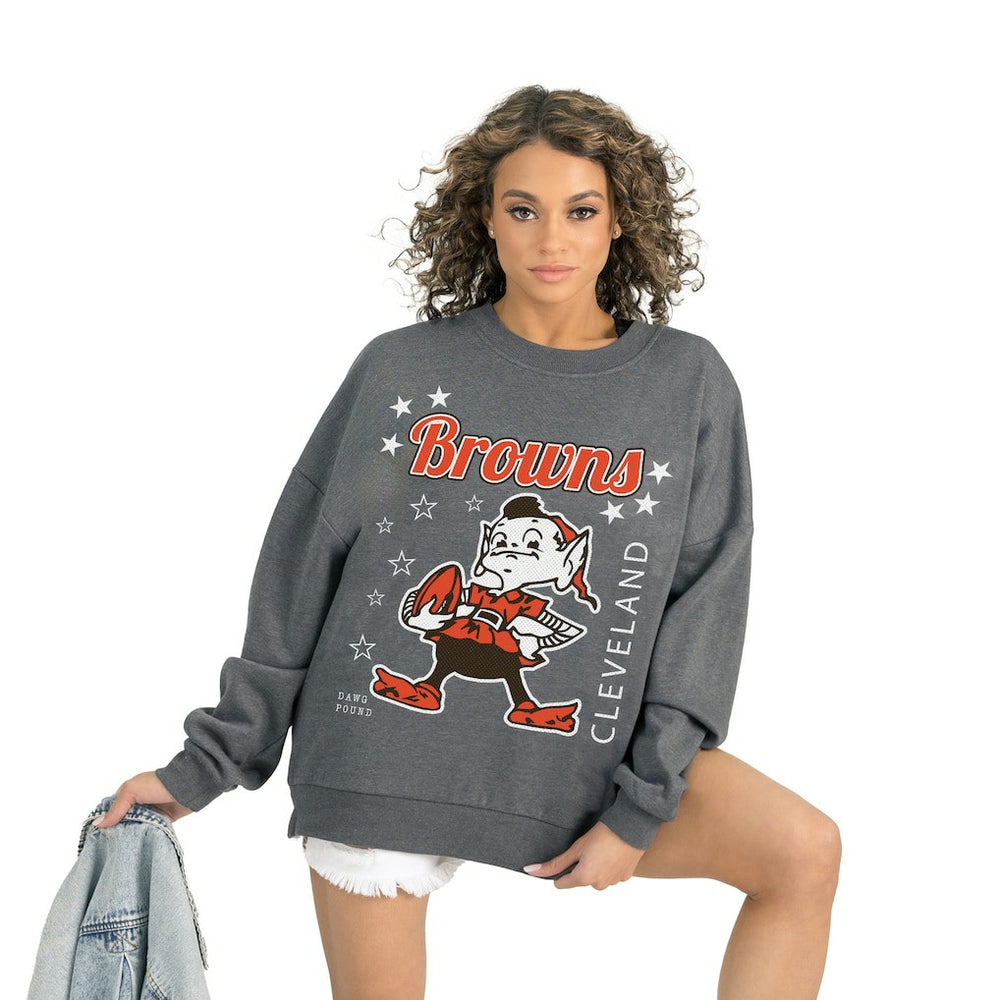 Cleveland Browns Gameday Couture Women's Ready to Rumble Premium Fleece Pullover Sweatshirt Gray | NFL