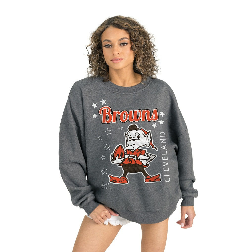 Cleveland Browns Gameday Couture Women's Ready to Rumble Premium Fleece Pullover Sweatshirt Gray | NFL