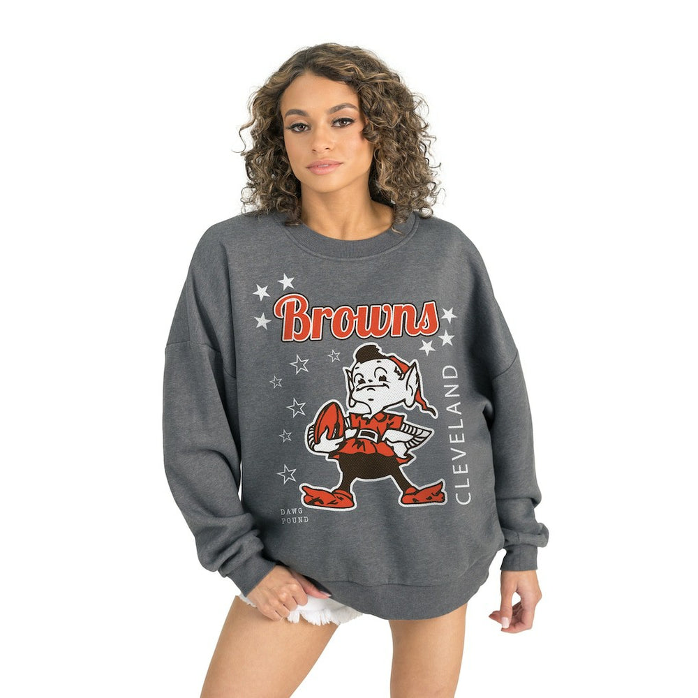 Cleveland Browns Gameday Couture Women's Ready to Rumble Premium Fleece Pullover Sweatshirt Gray | NFL
