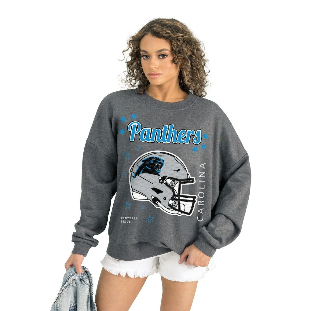 Carolina Panthers Gameday Couture Women's Ready to Rumble Premium Fleece Pullover Sweatshirt Gray | NFL