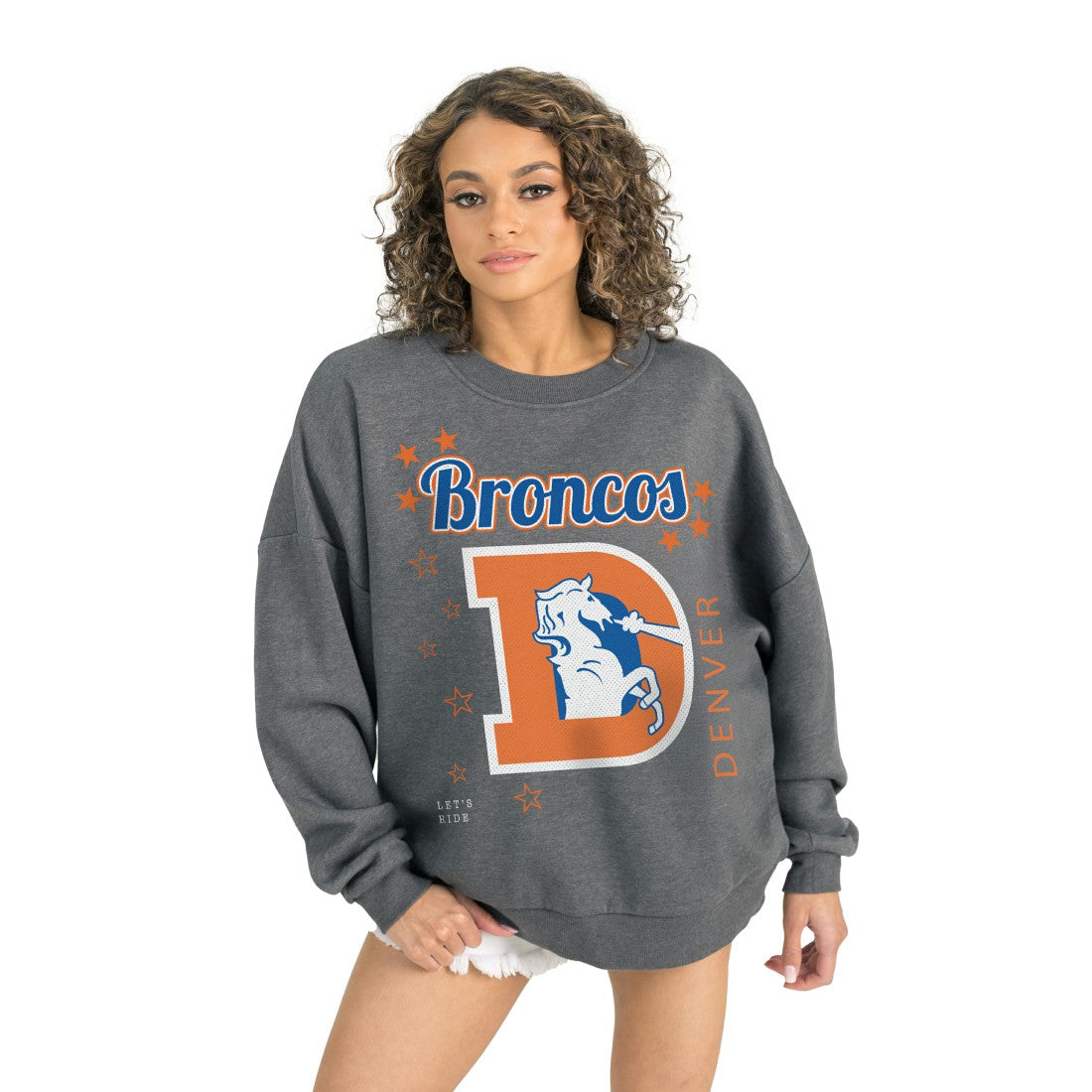 Denver Broncos Gameday Couture Women's Ready to Rumble Premium Fleece Pullover Sweatshirt Gray | NFL