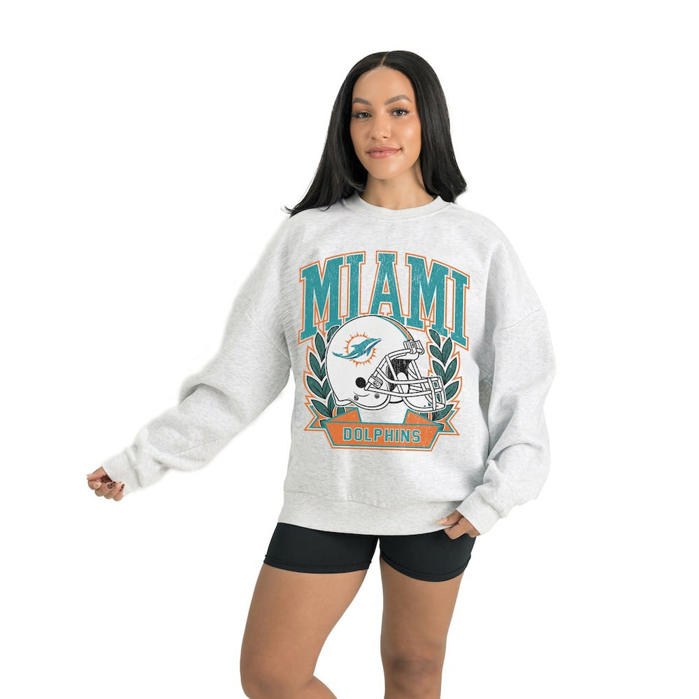 Miami Dolphins Gameday Couture Women's Heritage Premium Fleece Pullover Sweatshirt Gray | NFL