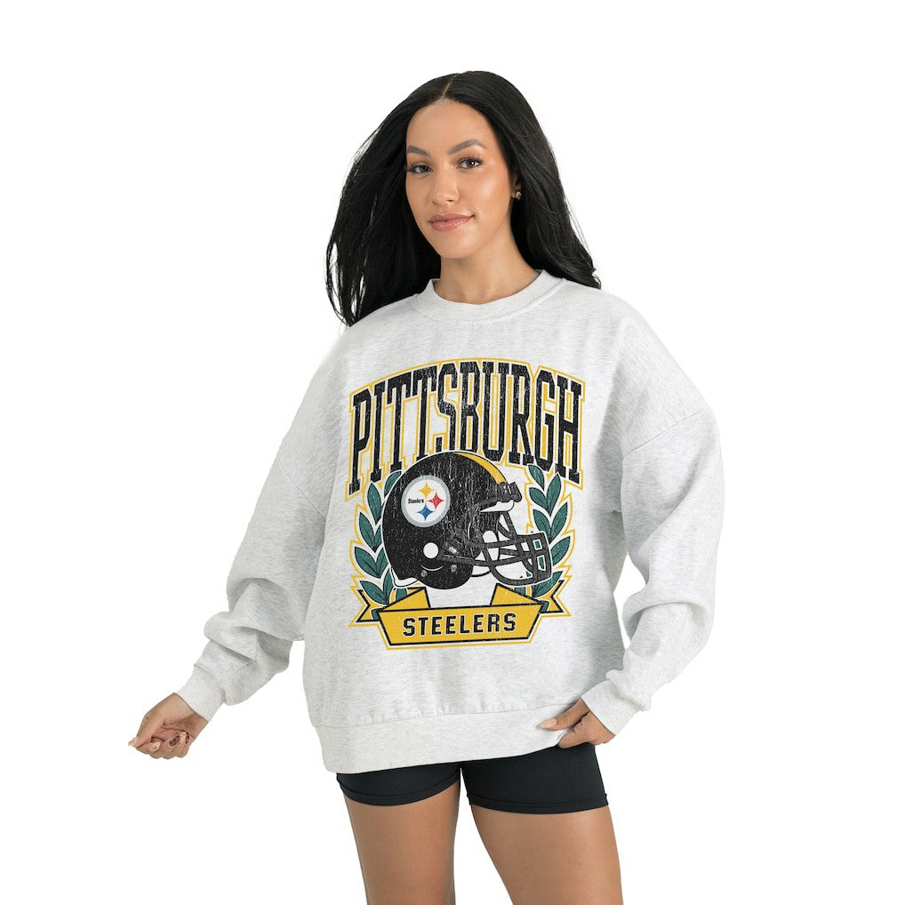 Pittsburgh Steelers Gameday Couture Women's Heritage Premium Fleece Pullover Sweatshirt Gray | NFL