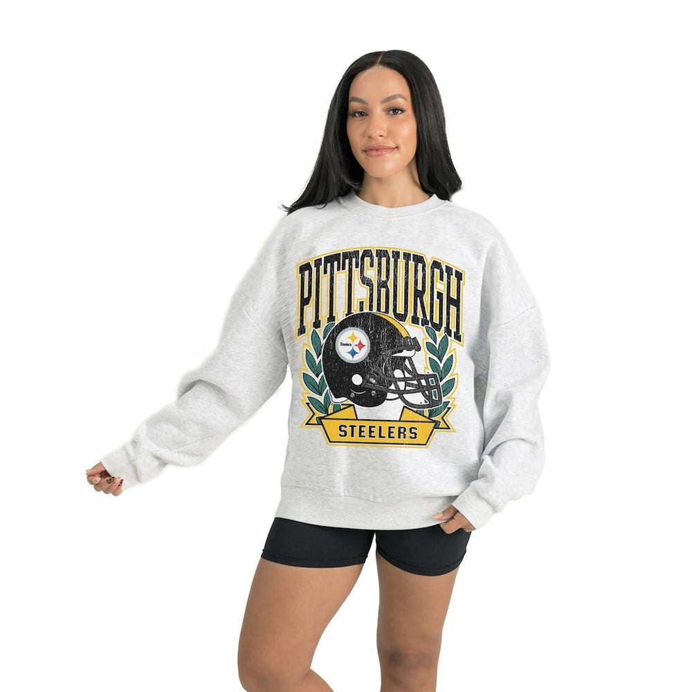 Pittsburgh Steelers Gameday Couture Women's Heritage Premium Fleece Pullover Sweatshirt Gray | NFL