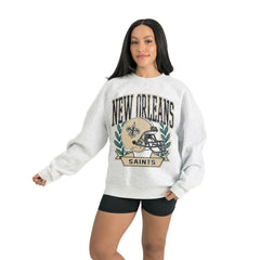New Orleans Saints Gameday Couture Women's Heritage Premium Fleece Pullover Sweatshirt Gray | NFL