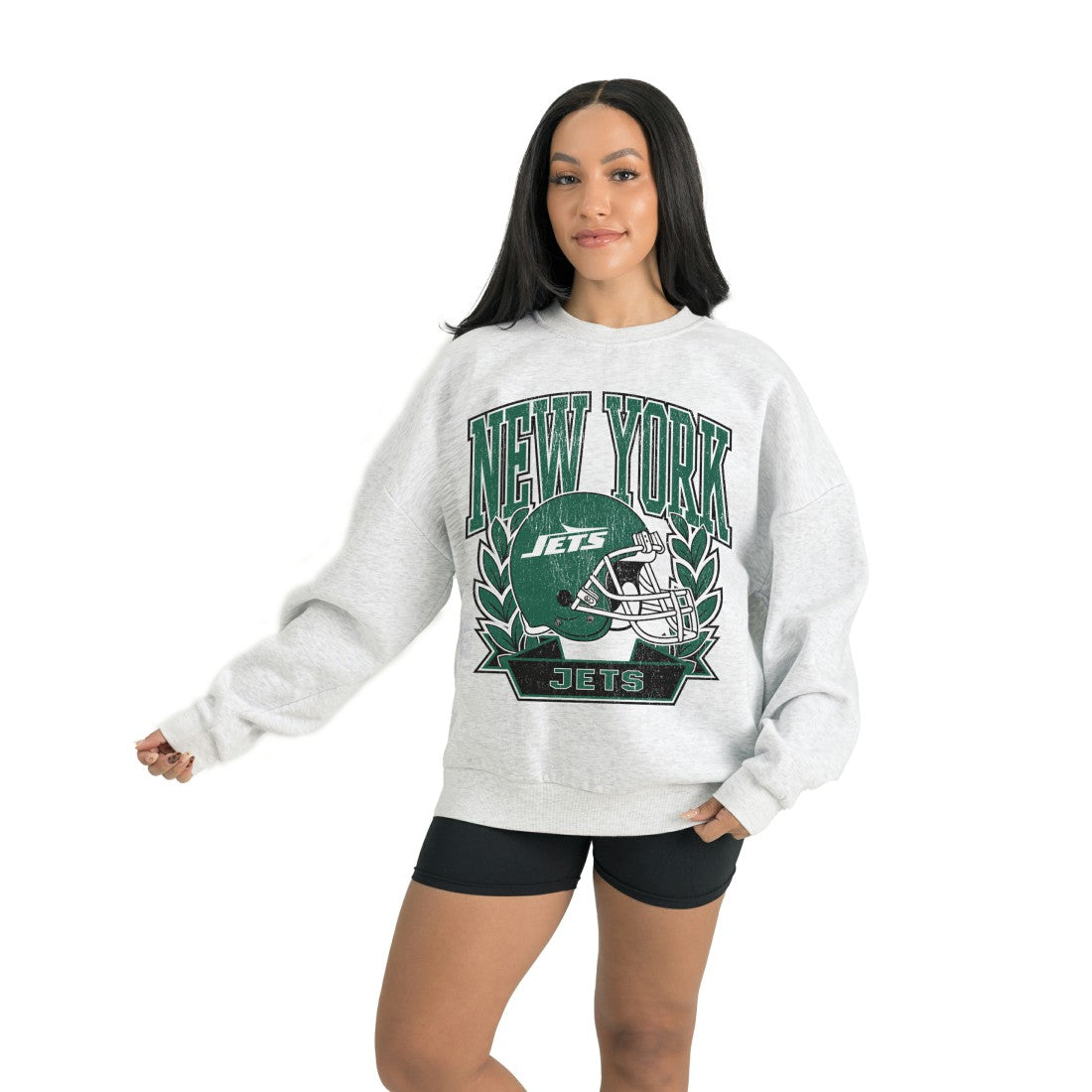 New York Jets Gameday Couture Women's Heritage Premium Fleece Pullover Sweatshirt Gray | NFL