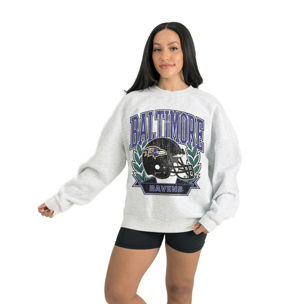 Baltimore Ravens Gameday Couture Women's Heritage Premium Fleece Pullover Sweatshirt Gray | NFL
