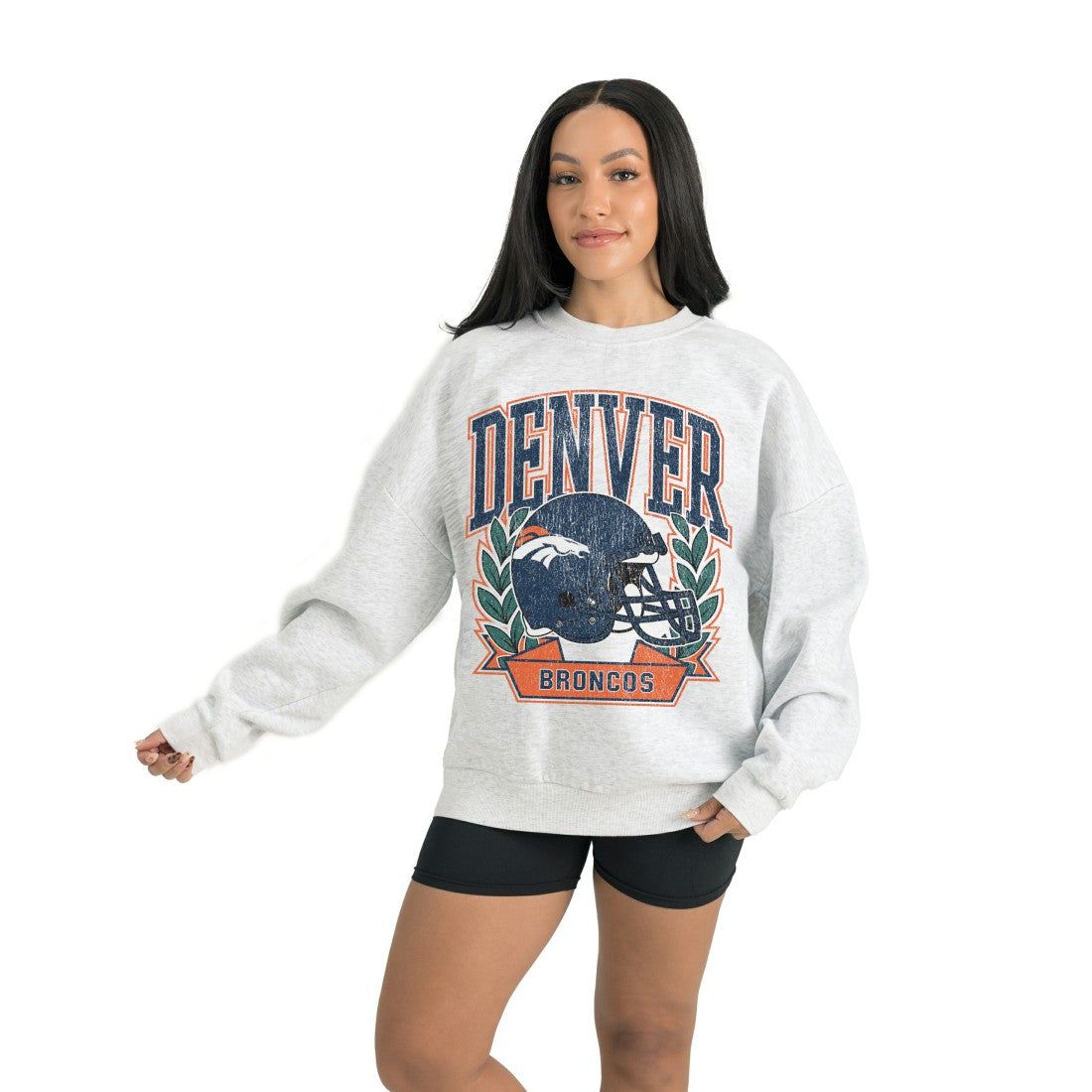 Denver Broncos Gameday Couture Women's Heritage Premium Fleece Pullover Sweatshirt Gray | NFL