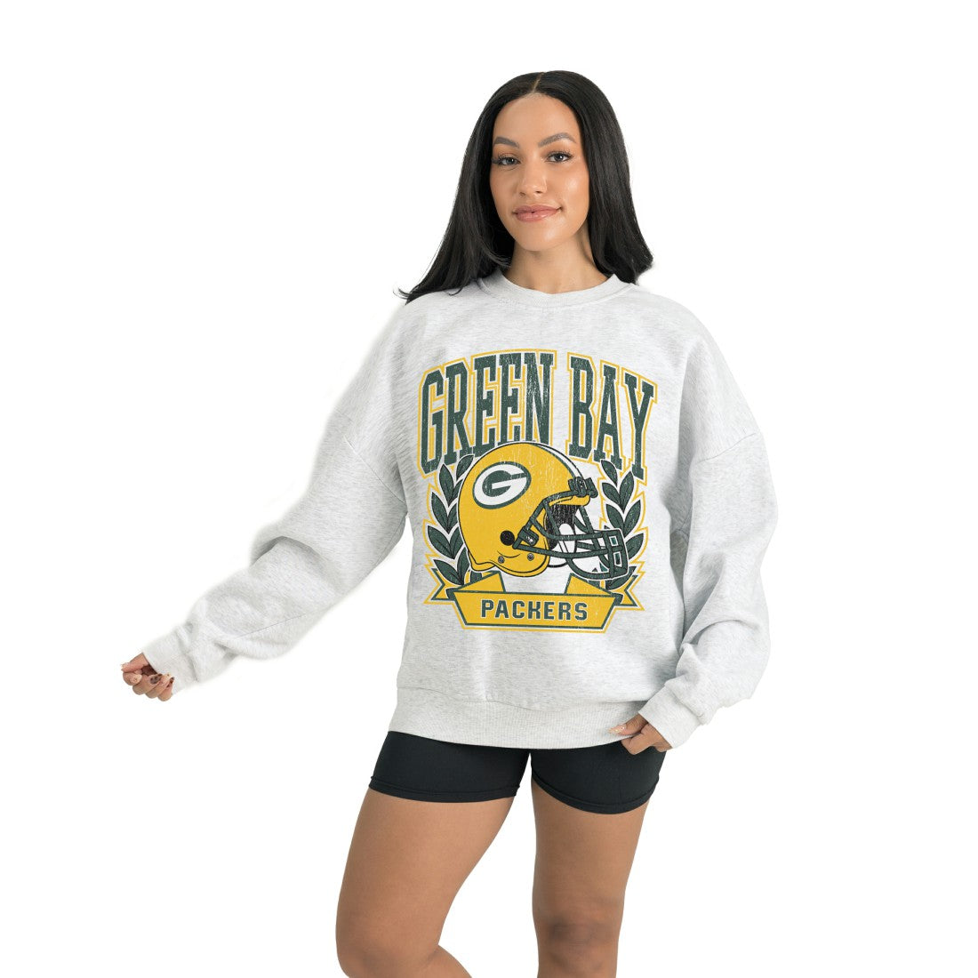 Green Bay Packers Gameday Couture Women's Heritage Premium Fleece Pullover Sweatshirt Gray | NFL