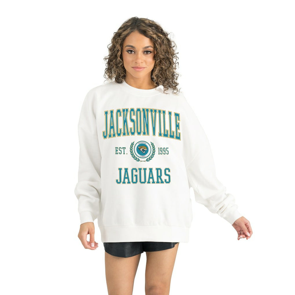 Jacksonville Jaguars Gameday Couture Women's Timeless Triumph Premium Fleece Pullover Sweatshirt White | NFL