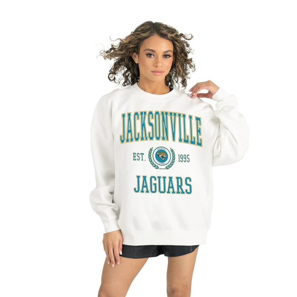 Jacksonville Jaguars Gameday Couture Women's Timeless Triumph Premium Fleece Pullover Sweatshirt White | NFL