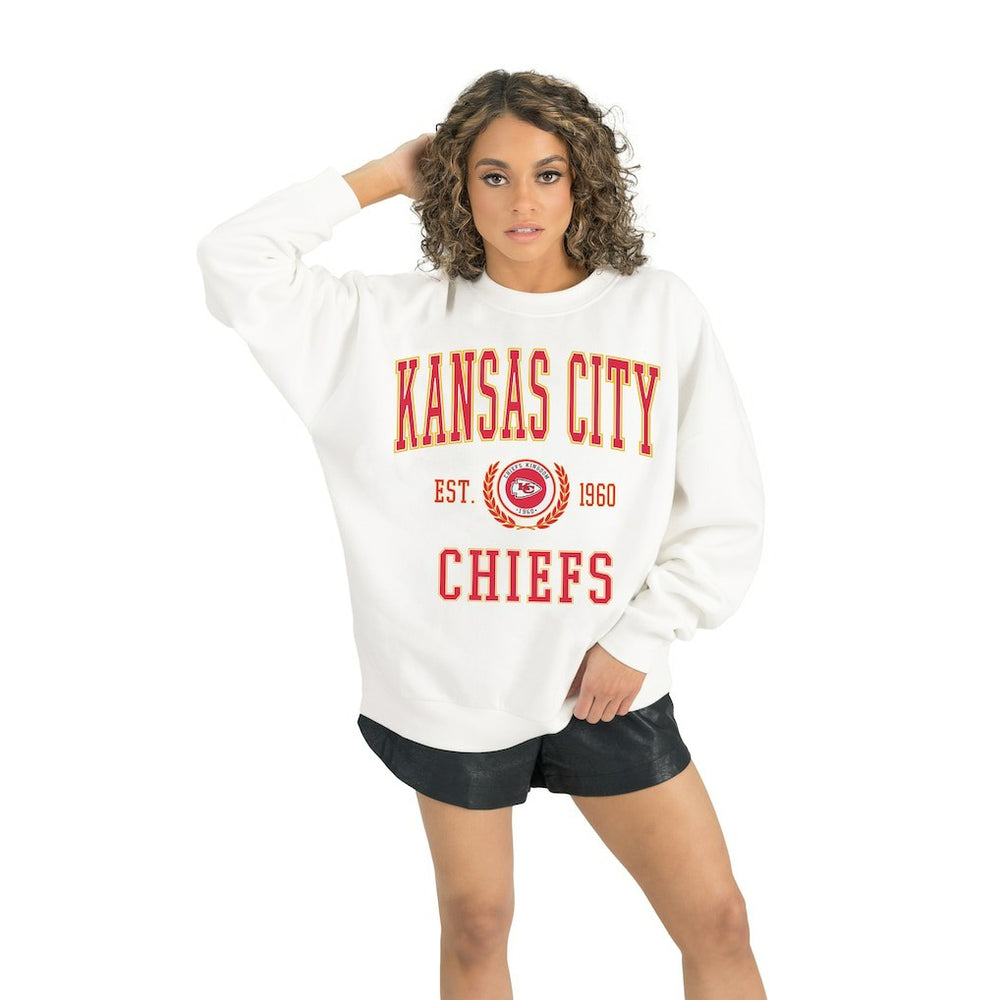 Kansas City Chiefs Gameday Couture Women's Timeless Triumph Premium Fleece Pullover Sweatshirt White | NFL