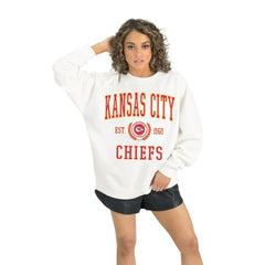 Kansas City Chiefs Gameday Couture Women's Timeless Triumph Premium Fleece Pullover Sweatshirt White | NFL