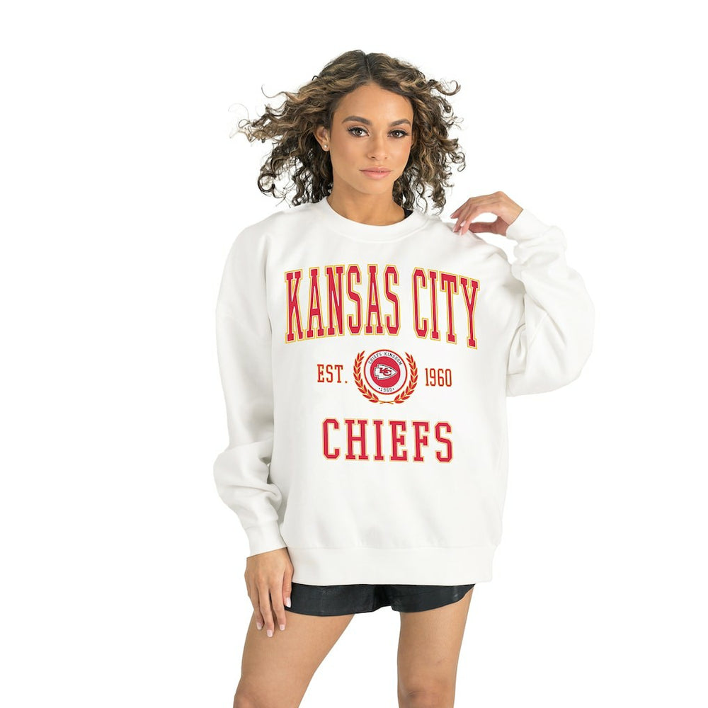Kansas City Chiefs Gameday Couture Women's Timeless Triumph Premium Fleece Pullover Sweatshirt White | NFL